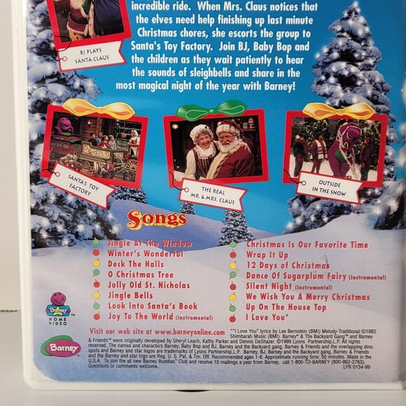 Barney Night Before Christmas VHS 1999 Lyrick Clamshell Tape Tested Collectible - Picture 10 of 15